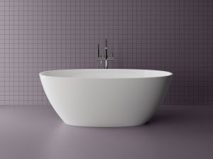 Cada freestanding ovala, compozit alb mat, interior lucios, 167.5x61x81.3 cm, Foglia Cashmere