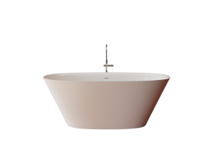 Cada freestanding ovala, compozit alb mat, interior lucios, 167x83.1x62.5 cm, Foglia Moonstone - Img 2