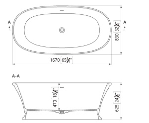 Cada freestanding ovala, compozit alb mat, interior lucios, 167x83x62.5 cm, Foglia Millesime - Img 3