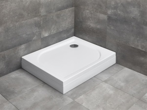 Cadita dus dreptunghiulara Radaway Delos D, cu panou detasabil, acril, 90x75 cm