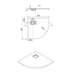 Cadita dus semirotunda Cersanit Tako slim, cu sifon 80x80x4 cm, alb lucios - Img 3