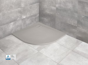 Cadita dus semirotunda compozit Radaway Kyntos A 90x90x3 cm, gri cemento