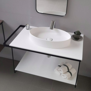 Cadru metalic cu blat, polita si lavoar Kuma ES50 ZOOM LOFT style, RECTOR, 80 cm - Img 1
