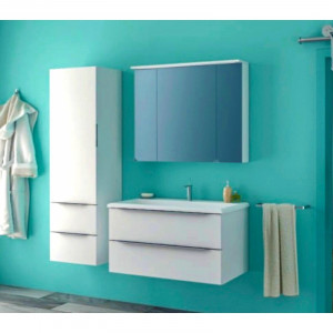 Dulap 3 usi cu oglinda iluminare LED Kolpasan Tara, 90 cm, alb