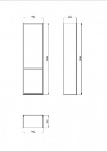 Dulap coloana Cersanit Crea, mdf, cu usi, 140x40x25 cm, stejar - Img 2
