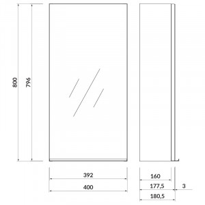 Dulap suspendat cu oglinda Cersanit Virgo, 40x80 cm, gri, maner crom - Img 2
