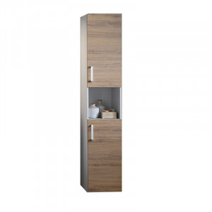 Dulap tip coloana Kolpasan Evelin, 2 usi si polita, 37x170 cm, stejar gri