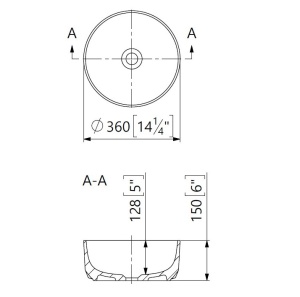 Lavoar baie compozit pe blat Foglia Rondo Z, rotund, Ø 36 cm, alb - Img 2