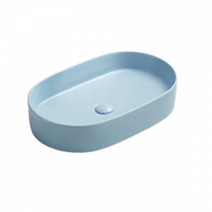 Lavoar baie oval pe blat Adelais 52x30x11 cm, albastru mat