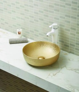 Lavoar baie pe blat Art Basin A428-GG 41x41x13.5 cm, auriu