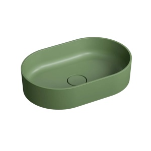 Lavoar compozit Foglia Evo cu montare pe blat, 60x40 cm, verde mat