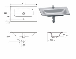 Lavoar incastrat pt. mobilier Cersanit Moduo, 80x44 cm - Img 3