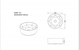 Lavoar pe blat Art Basin A460-GG 41x41x14.5 cm auriu - Img 4