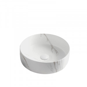 Lavoar pe blat Chole, rotund, 35x35x11 cm, efect marmura