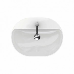 LAVOAR PE BLAT GEBERIT VARIFORM, ELIPTIC, CU BANC CU ORIFICII DE ROBINET B-60CM,T-45CM,PREAPLIN VIZIBIL, ALB