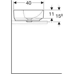 LAVOAR PE BLAT GEBERIT VARIFORM, ELIPTIC, CU BANC CU ORIFICII DE ROBINET B-50CM,T-40CM,PREAPLIN VIZIBIL, ALB - Img 4