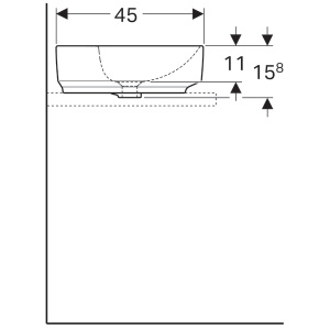 LAVOAR PE BLAT GEBERIT VARIFORM, OVAL, CU BANC CU ORIFICII DE ROBINET B-60CM,T-45CM, PREAPLIN VIZIBIL, ALB - Img 6