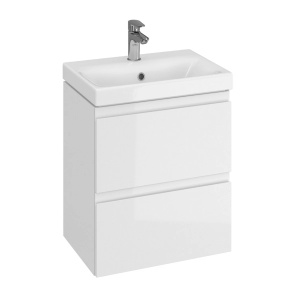Masca baie + lavoar Cersanit Moduo Slim, cu sertare, alb, suspendat, PAL, 49.5 x 34.5 x 62 cm