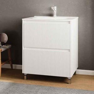 Mobilier stativ pentru lavoar Fluminia Lizi, 60 cm, riflat alb lucios - Img 2