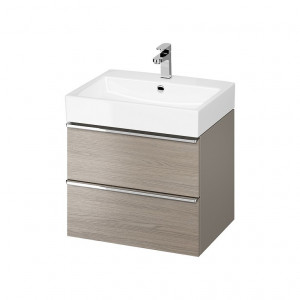 Mobilier suspendat Cersanit Virgo pentru lavoar incastrabil 60 cm, gri, manere crom