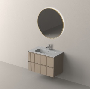 Mobilier suspendat cu lavoar Nofer Pole 80 cm, greige mat