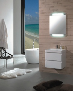 Mobilier suspendat Kuma HANNA 80 cu lavoar marmura alb lucios - Img 2