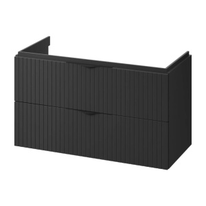 Mobilier suspendat pentru lavoar 2 sertare riflat Cersanit TIRSO 100 cm, negru mat