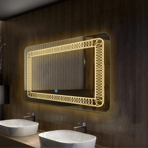 Oglinda cu iluminare LED Belform Atlantis, buton touch, 120xH60 cm