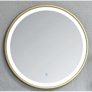 Oglinda cu iluminare LED Fluminia Gold-Lady-R90, rotunda, 3 culori, dezaburire, rama aurie, 90 cm