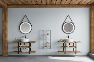 Oglinda cu iluminare LED Savini Due SPR205, buton touch, curea de piele, Ø60 cm - Img 6