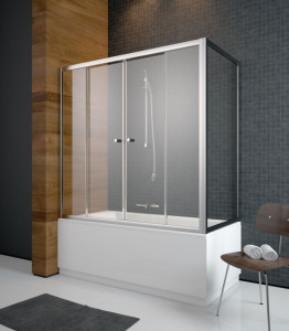 Paravan cada Radaway Vesta Dwd+S, 2 usi glisante si perete lateral fix, 140+70xH150 cm
