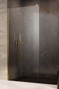 Paravan dus tip Walk-In Radaway Modo New Gold II, auriu lucios,sticla securizata 8 mm