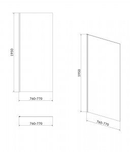 Perete fix cabina de dus Cersanit Moduo 80x195 cm, profil crom - Img 6