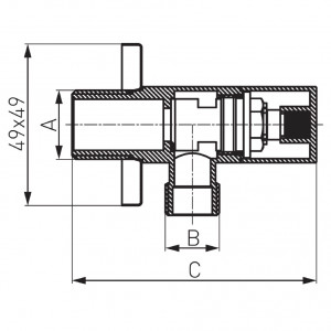 Robinet coltar ceramic FDESIGN Kleome 1/2''x3/8'' patrat, crom - Img 2