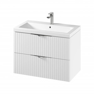 Set C143 Set dulap baie suspendat 2 sertare Cersanit Tirso lavoar inclus, 80 cm, MDF, alb mat - Img 2