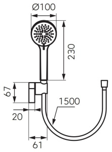 Set de dus FDesign Inula cu para dus 10 cm, 3 functii, furtun 1.5 m si agatatoare, negru mat - Img 2