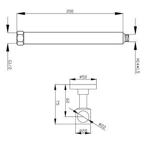 Set de prelungire pentru seturi de dus cu baterie inclusa Ferro, crom - Img 2