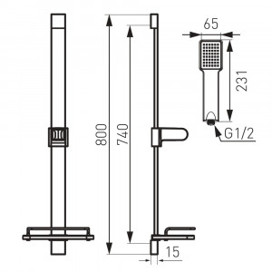 Set dus cu bara FDESIGN Pinea, 1 functie, crom - Img 2