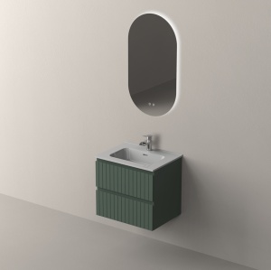 Set mobilier suspendat cu lavoar Nofer Glow 60 cm, mint mat