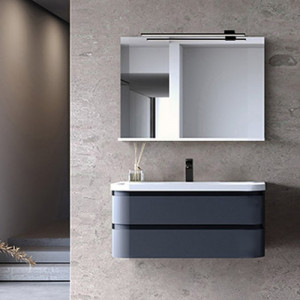 Set mobilier suspendat Kolpasan Vittoria cu lavoar 100 cm, gri inchis mat