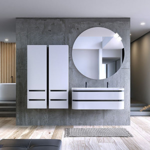 Set mobilier suspendat Kolpasan Vittoria cu lavoar 120 cm, alb mat - Img 2