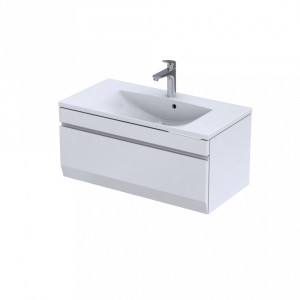 Set mobilier suspendat Oristo Horyzont si lavoar Amelia, 90cm , alb semi-mat
