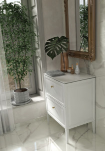 Set mobilier suspendat Oristo Montebianco si lavoar Amelia, 60 cm, alb mat - Img 3
