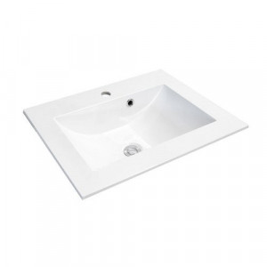 Set mobilier suspendat Oristo Silver si lavoar, 60 cm, alb lucios - Img 2