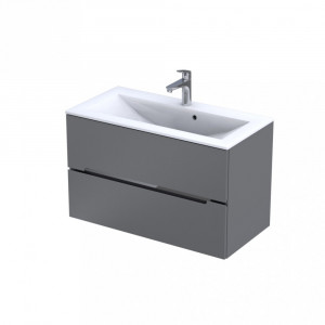 Set mobilier suspendat Oristo Silver si lavoar 90 cm, gri mat - Img 3