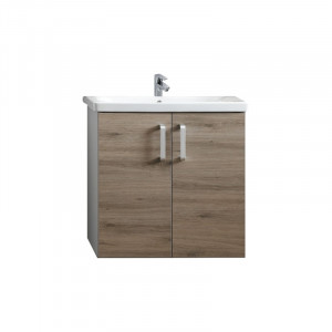 Set mobilier suspendat si lavoar Kolpasan Evelin 2 usi 65 cm, stejar gri