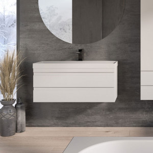 Set mobilier suspendat si lavoar Kolpasan Naomi 100 cm, alb - Img 2