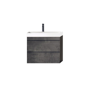 Set mobilier suspendat si lavoar Kolpasan Naomi 50 cm, dark concrete