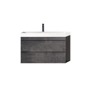 Set mobilier suspendat si lavoar Kolpasan Naomi 70 cm, dark concrete