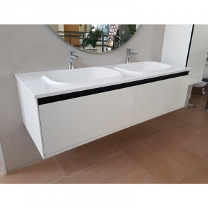 Set mobilier suspendat si lavoar Kolpasan Pandora 150 cm, alb - Img 4